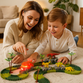Aventura con dinosaurios – Pista de carreras flexible con tren luminoso