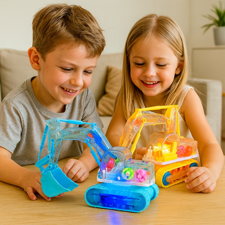 Excavadora musical que baila y brilla