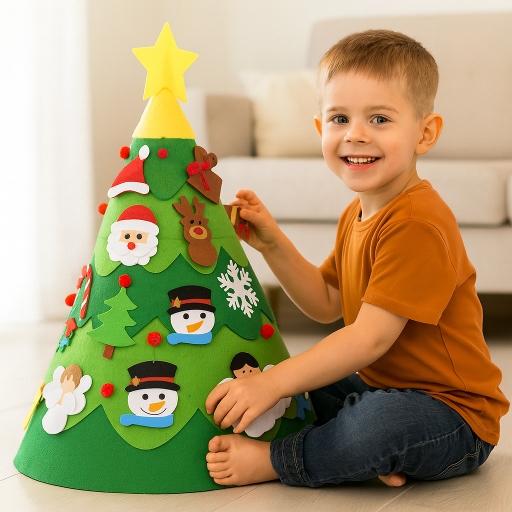 Montessori árbol de Navidad 3D de fieltro