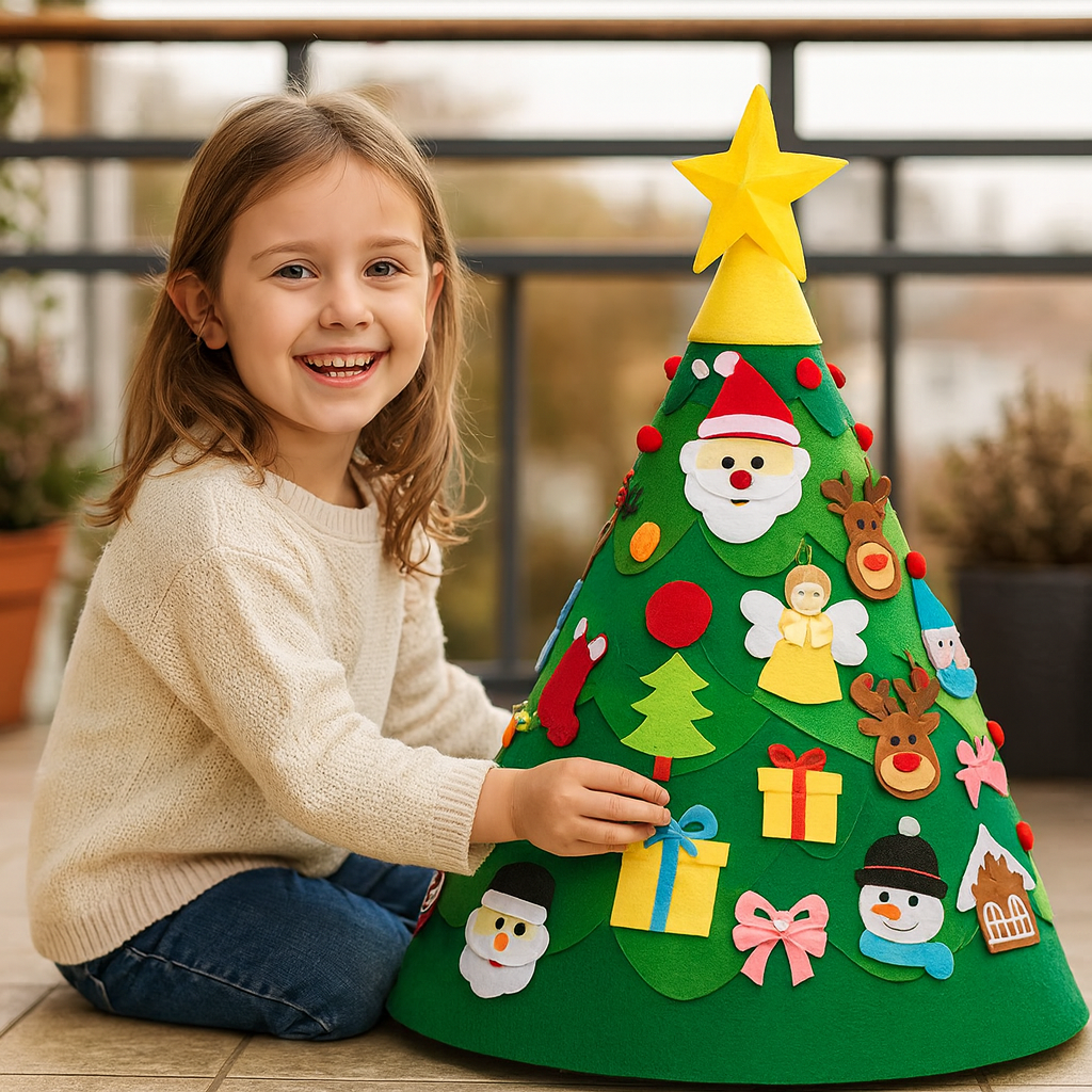 Montessori árbol de Navidad 3D de fieltro