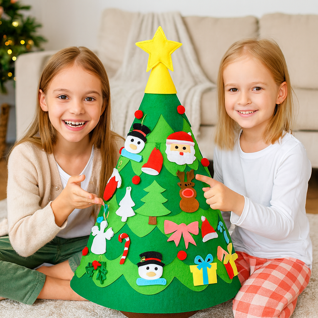 Montessori árbol de Navidad 3D de fieltro
