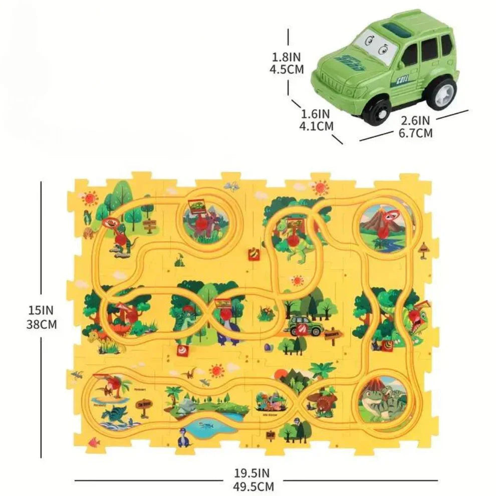 Alfombra de juegos con pistas para niños ⎜ Juego interactivo en el suelo con caminos conectables para la imaginación en carreras
