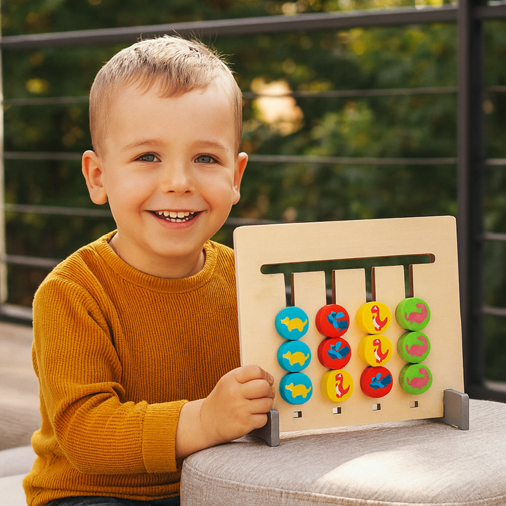 Juego Montessori de madera para emparejar colores y patrones