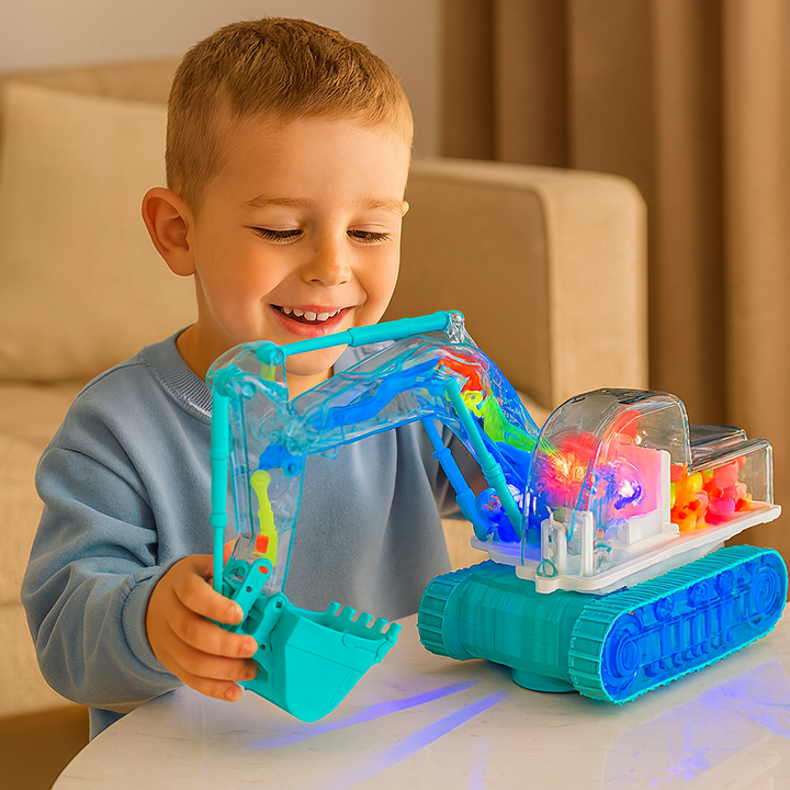 Excavadora musical que baila y brilla