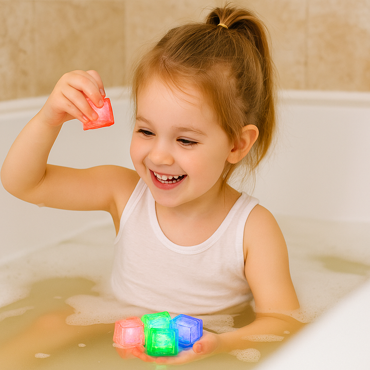 Cubos brillantes para el baño – juguete para niños, set de 6 piezas