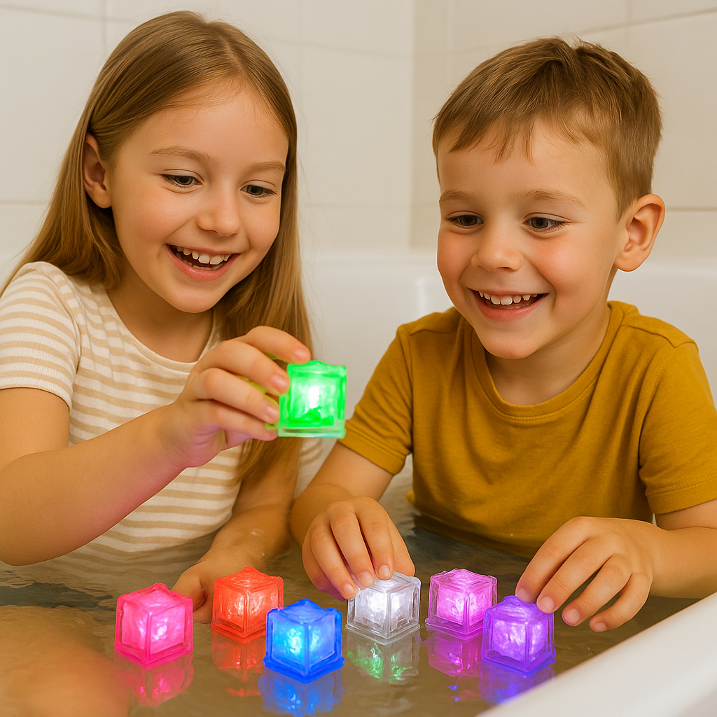 Cubos brillantes para el baño – juguete para niños, set de 6 piezas