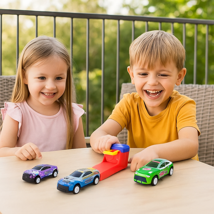 Juego de carreras con catapulta de coches