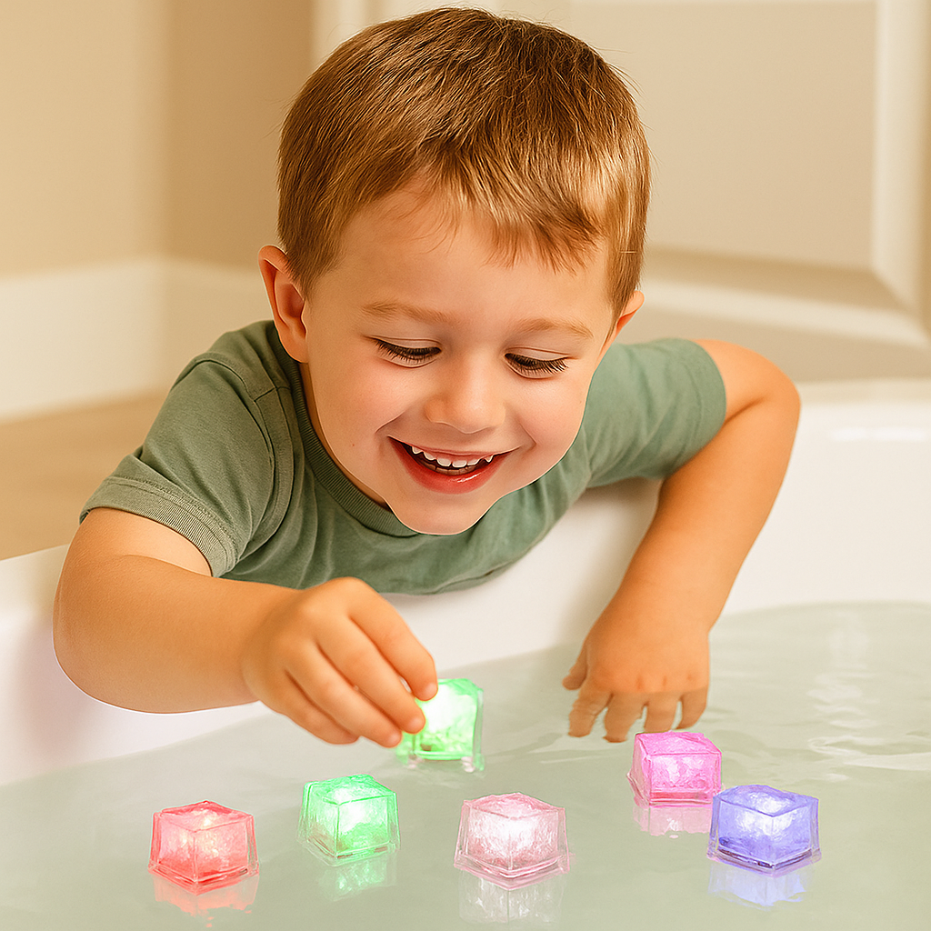 Cubos brillantes para el baño – juguete para niños, set de 6 piezas