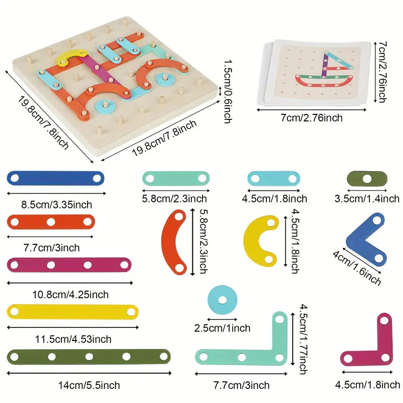 Rompecabezas Montessori con clavijas para niños ⎜ Juguete creativo para emparejar formas con letras y números para el aprendizaje temprano.