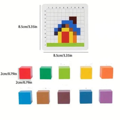 Juego de lógica de madera para niños | Bloques de colores para clasificar con una cuadrícula para lógica y patrones