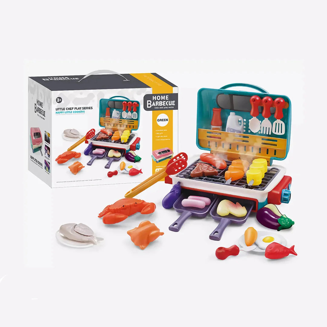 ¡Mi primera parrilla BBQ – Cocina para niños con efecto de humo y comida que cambia de color!