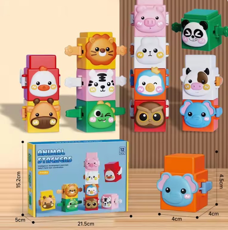 Juego Pedagógico de Construcción Montessori – Animales para Apilar