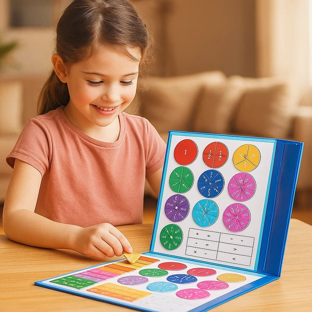 Tablero magnético para aprender fracciones para niños | Herramienta matemática colorida para entender fracciones y operaciones