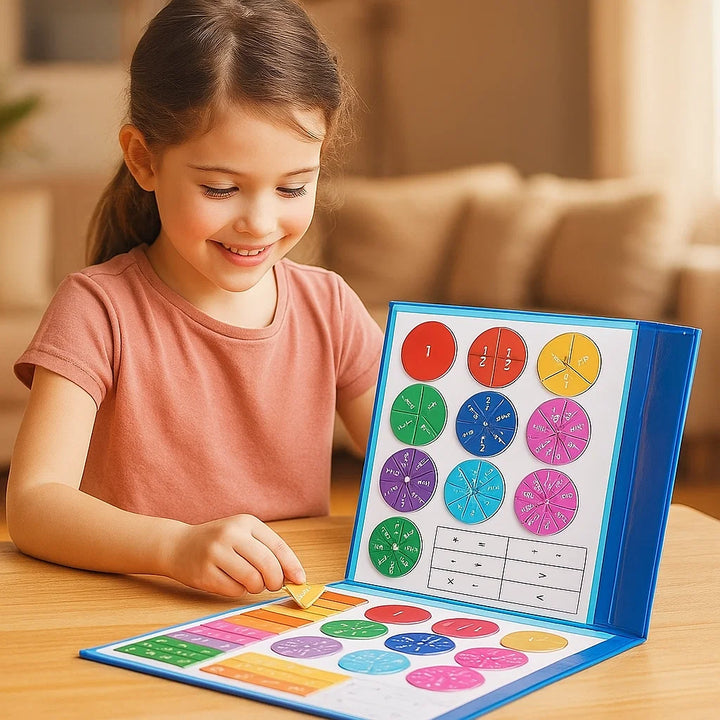 Tablero magnético para aprender fracciones para niños | Herramienta matemática colorida para entender fracciones y operaciones