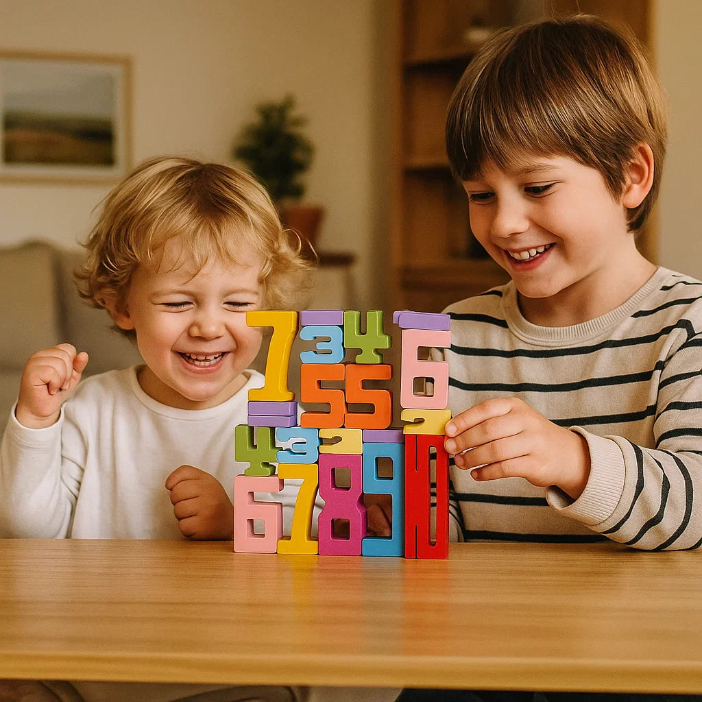 Bloques de madera numéricos para niños | Juguete colorido para apilar, contar, lógica y aprendizaje temprano de matemáticas