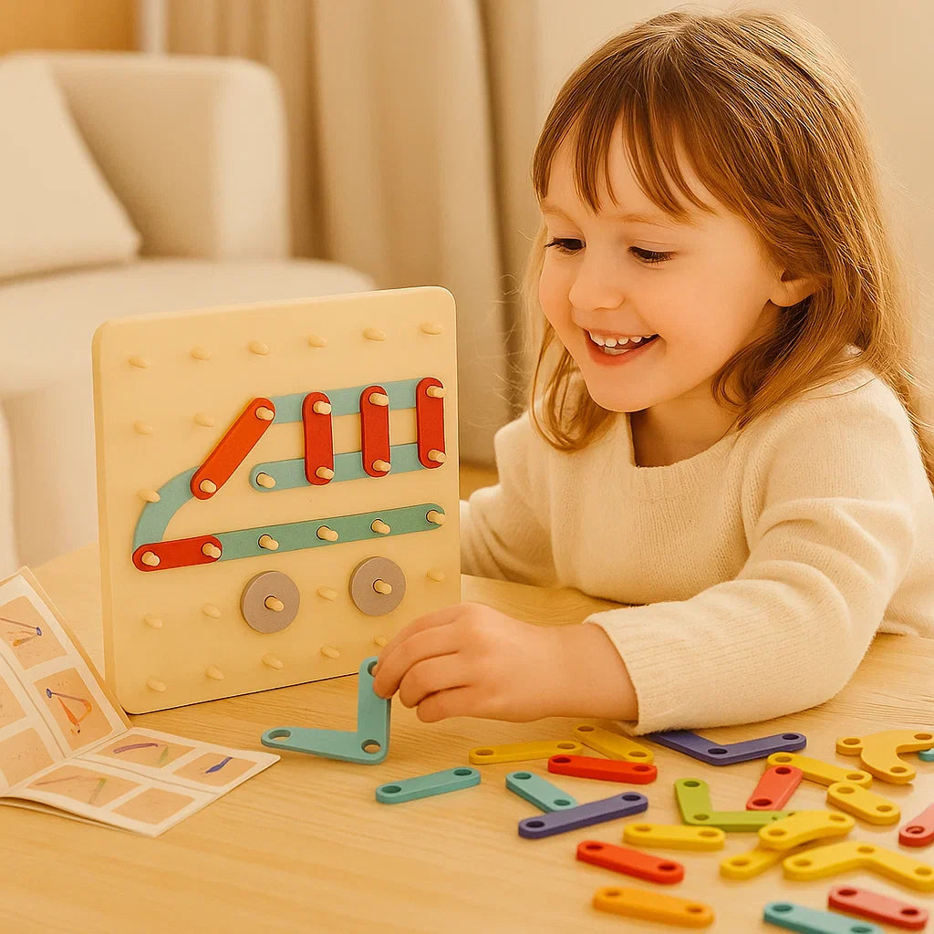 Rompecabezas Montessori con clavijas para niños ⎜ Juguete creativo para emparejar formas con letras y números para el aprendizaje temprano.