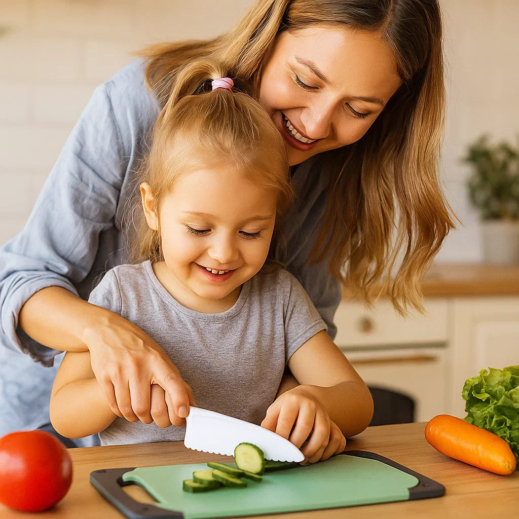 Juego de cuchillos para cortar para niños | Herramientas de cocina seguras y divertidas para aprender a cortar frutas y verduras