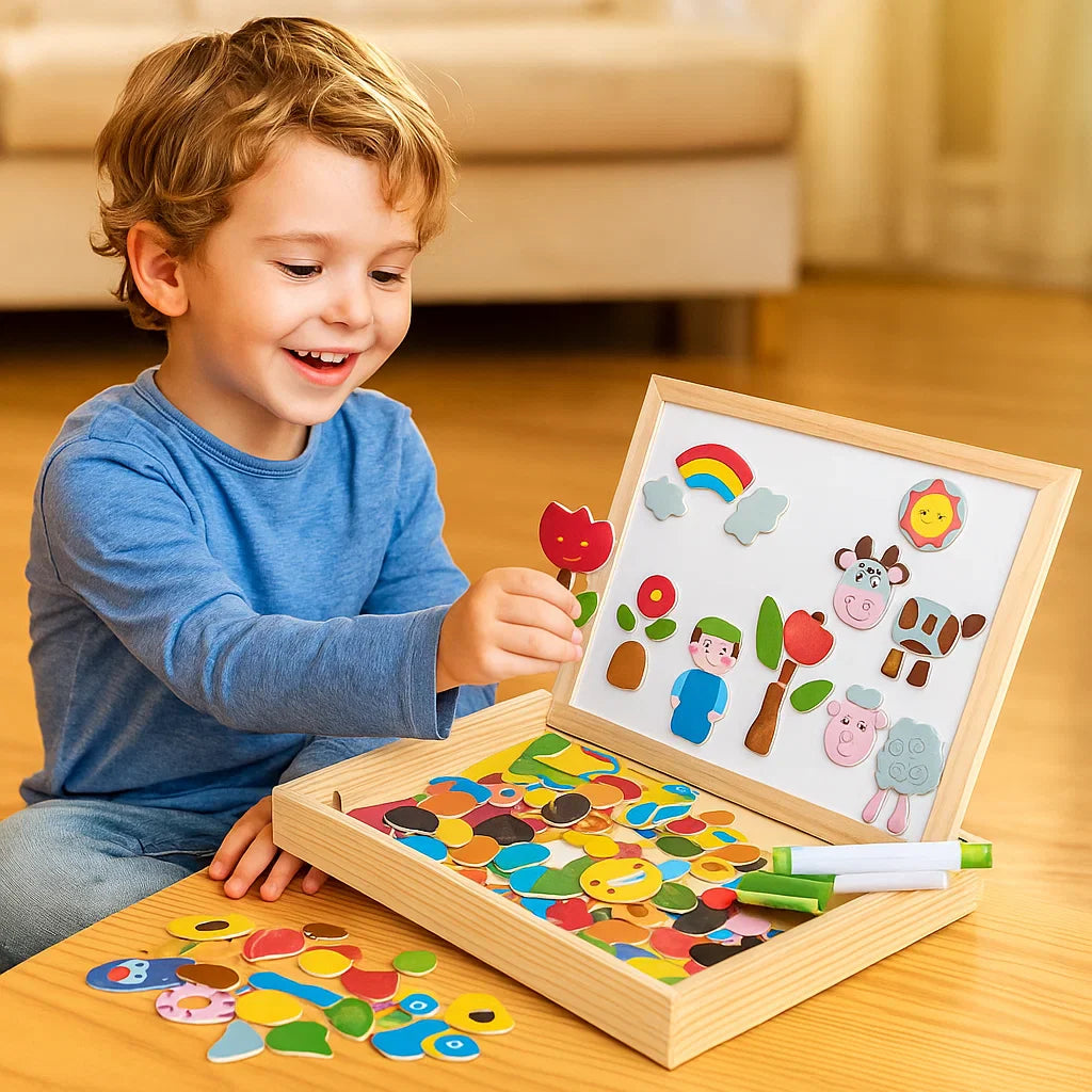 Tablero magnético lógico para niños | Juguete educativo creativo con funciones de dibujo y encaje de formas
