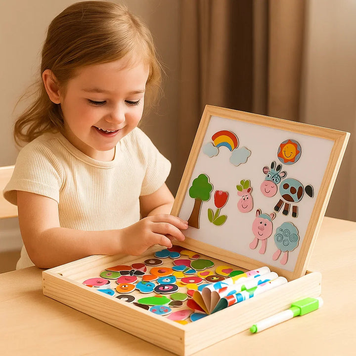 Tablero magnético lógico para niños | Juguete educativo creativo con funciones de dibujo y encaje de formas
