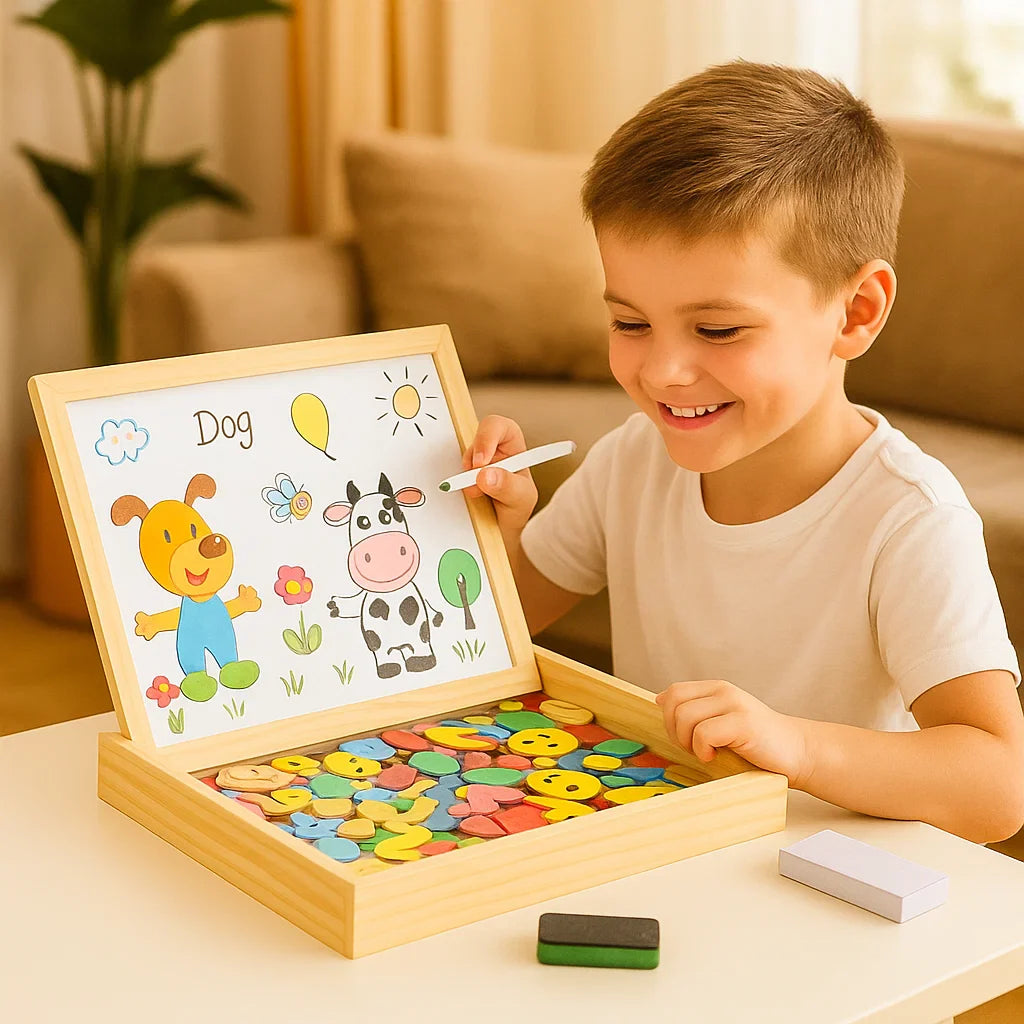 Tablero magnético lógico para niños | Juguete educativo creativo con funciones de dibujo y encaje de formas