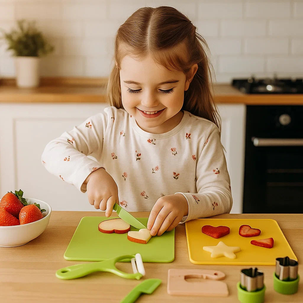 Juego de cuchillos para cortar para niños | Herramientas de cocina seguras y divertidas para aprender a cortar frutas y verduras