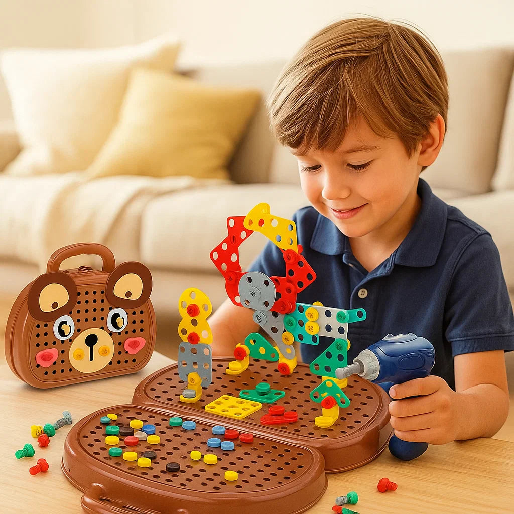 Juego de herramientas para niños | Caja de herramientas educativa con destornillador eléctrico para construir y jugar