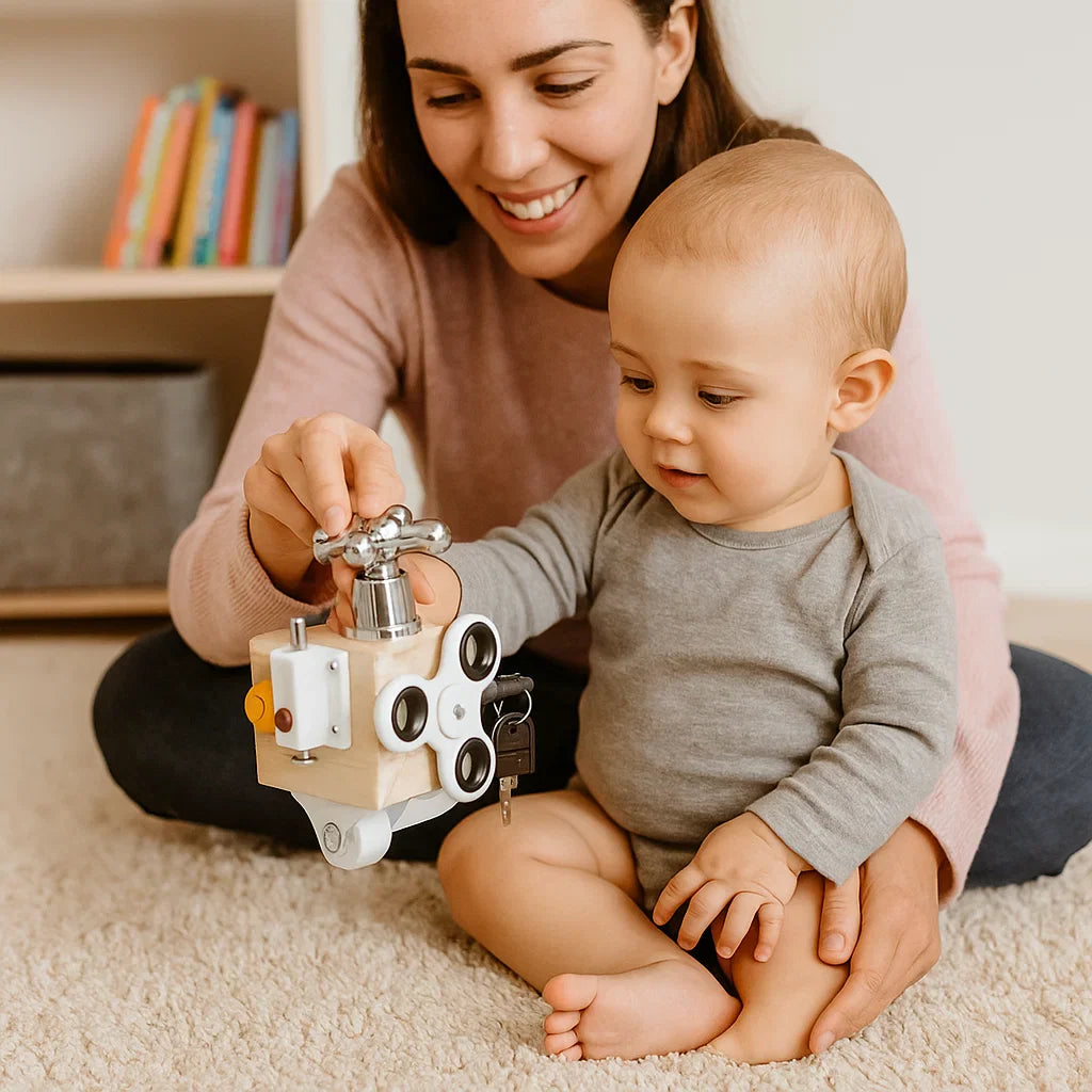 Cubo de actividades de madera para los más pequeños | Juguete educativo para habilidades motoras y aprendizaje sensorial temprano