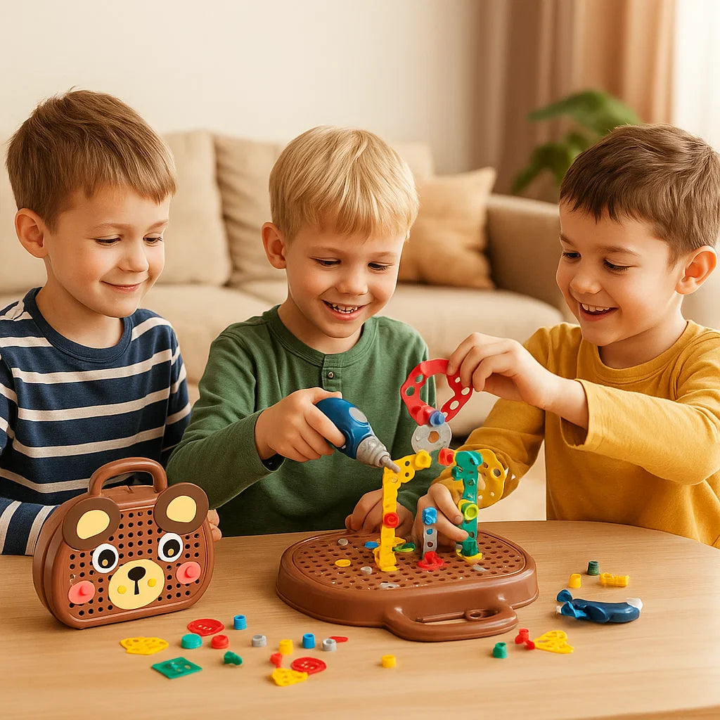 Juego de herramientas para niños | Caja de herramientas educativa con destornillador eléctrico para construir y jugar