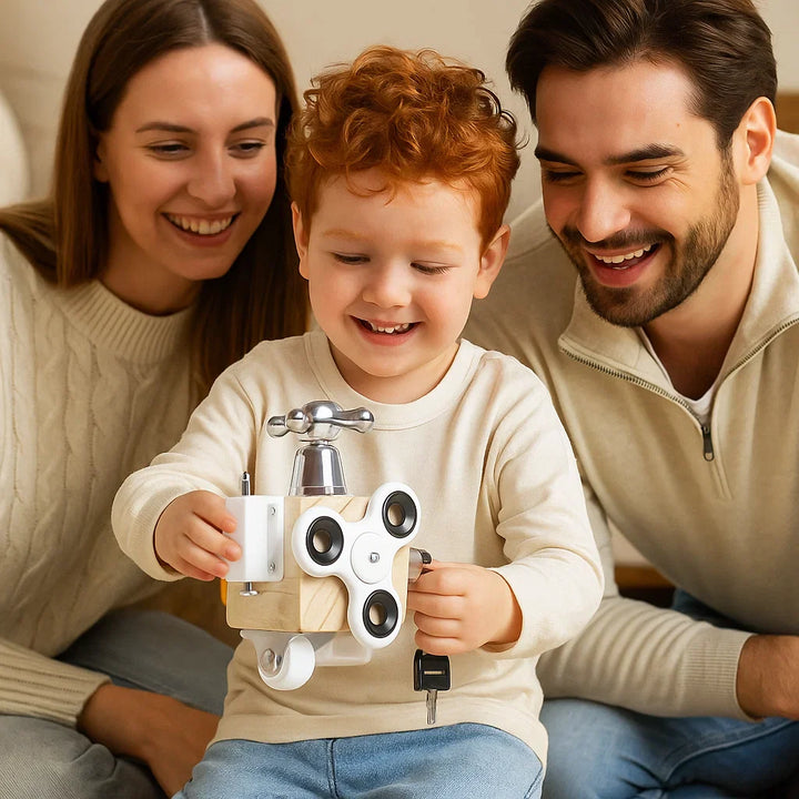 Cubo de actividades de madera para los más pequeños | Juguete educativo para habilidades motoras y aprendizaje sensorial temprano
