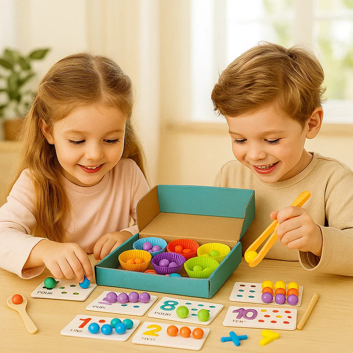 Rompecabezas matemático Montessori para niños ⎜ Juego educativo de emparejamiento de cuentas para el reconocimiento de números y habilidades de conteo.