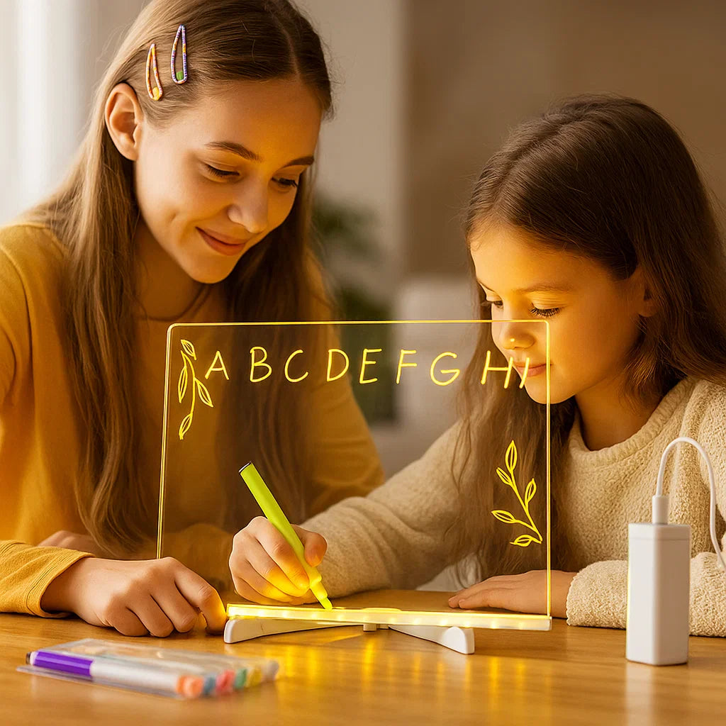 Tabla de dibujo iluminada para niños | Superficie iluminada reutilizable para notas creativas, arte y aprendizaje