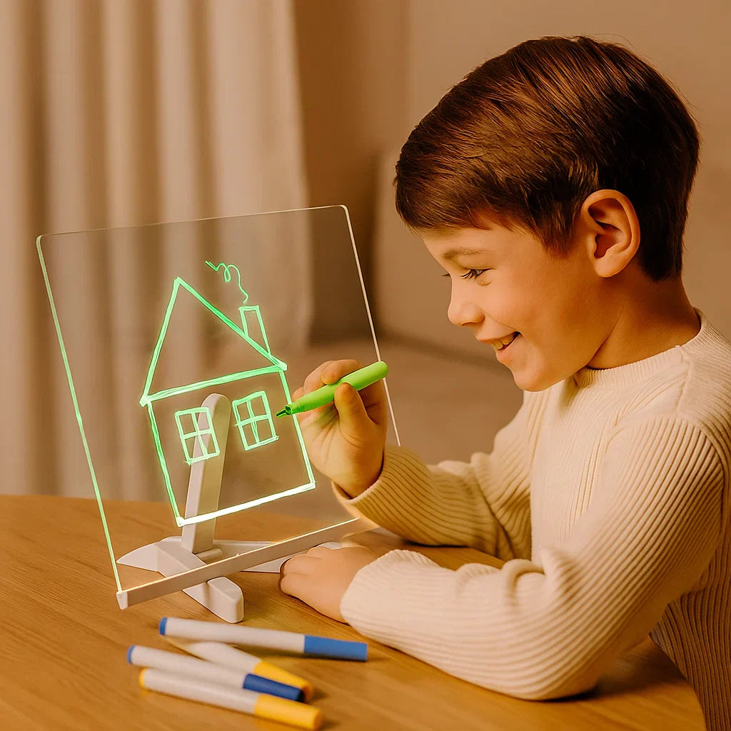 Tabla de dibujo iluminada para niños | Superficie iluminada reutilizable para notas creativas, arte y aprendizaje