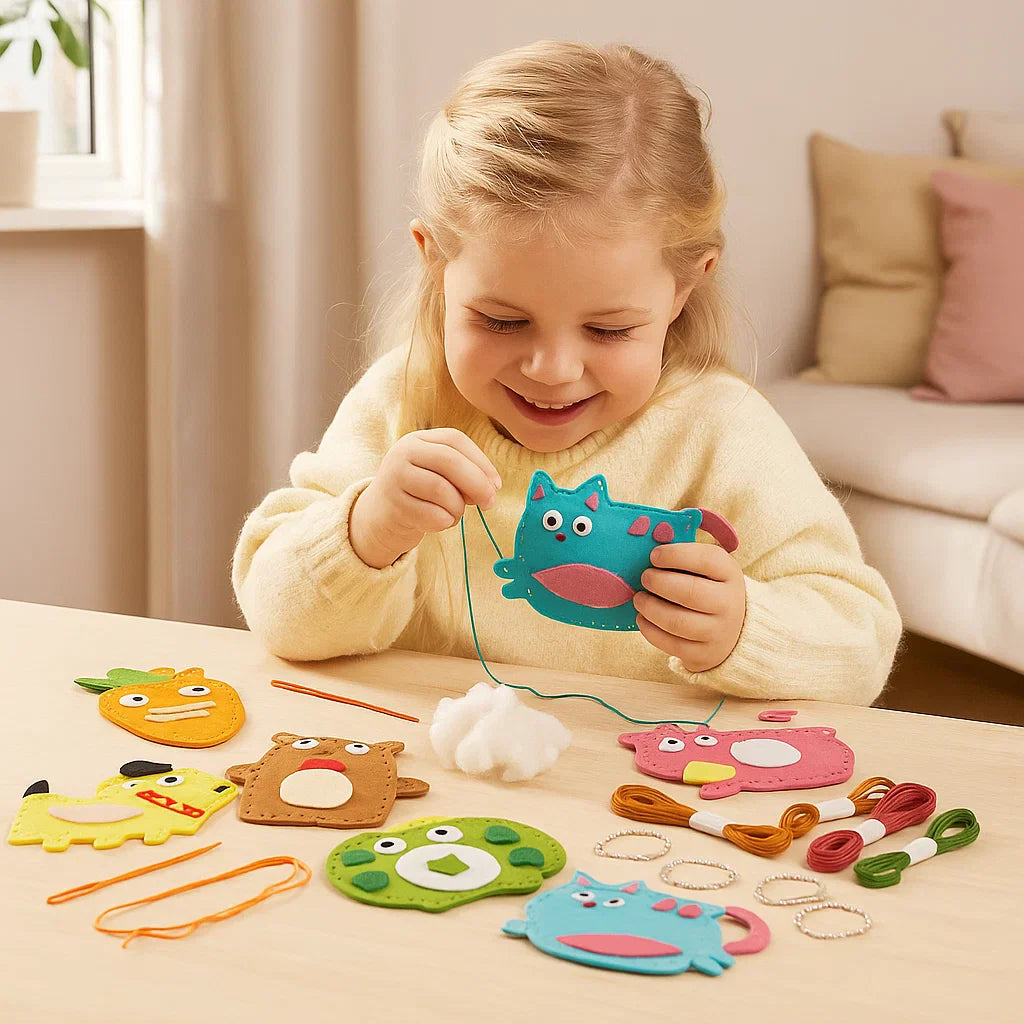 Diy kit de costura de animales de fieltro para niños | Divertido kit de manualidades para la coordinación mano-ojo y el desarrollo creativo de habilidades
