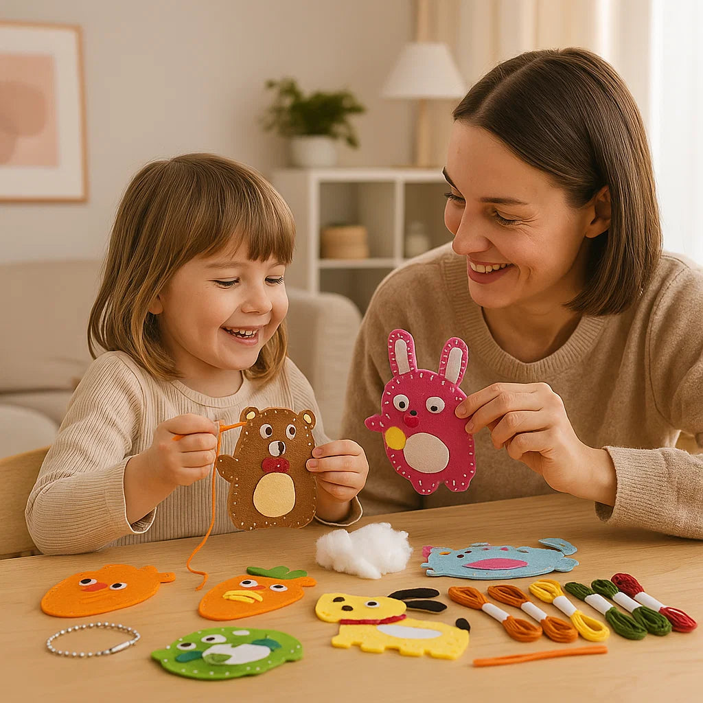 Diy kit de costura de animales de fieltro para niños | Divertido kit de manualidades para la coordinación mano-ojo y el desarrollo creativo de habilidades