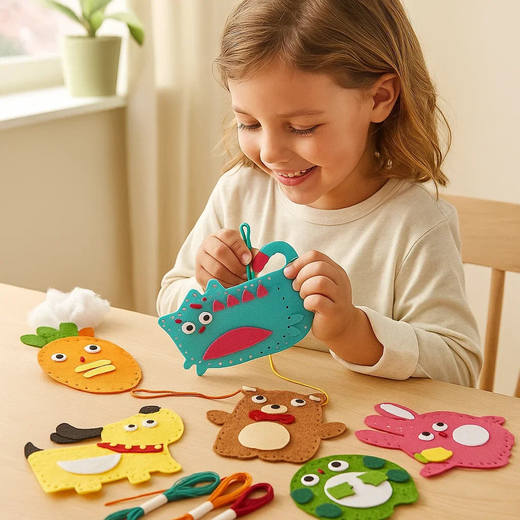 Diy kit de costura de animales de fieltro para niños | Divertido kit de manualidades para la coordinación mano-ojo y el desarrollo creativo de habilidades