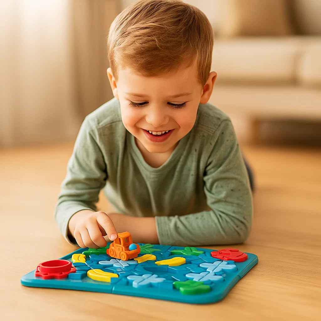 Juego de laberinto para niños ⎜ Juguete educativo con pistas de carretera, bolas y coche para jugar a resolver problemas lógicos.