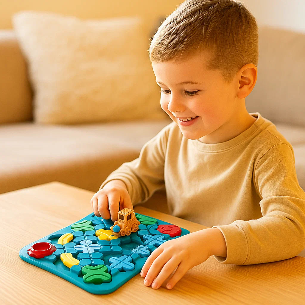 Juego de laberinto para niños ⎜ Juguete educativo con pistas de carretera, bolas y coche para jugar a resolver problemas lógicos.