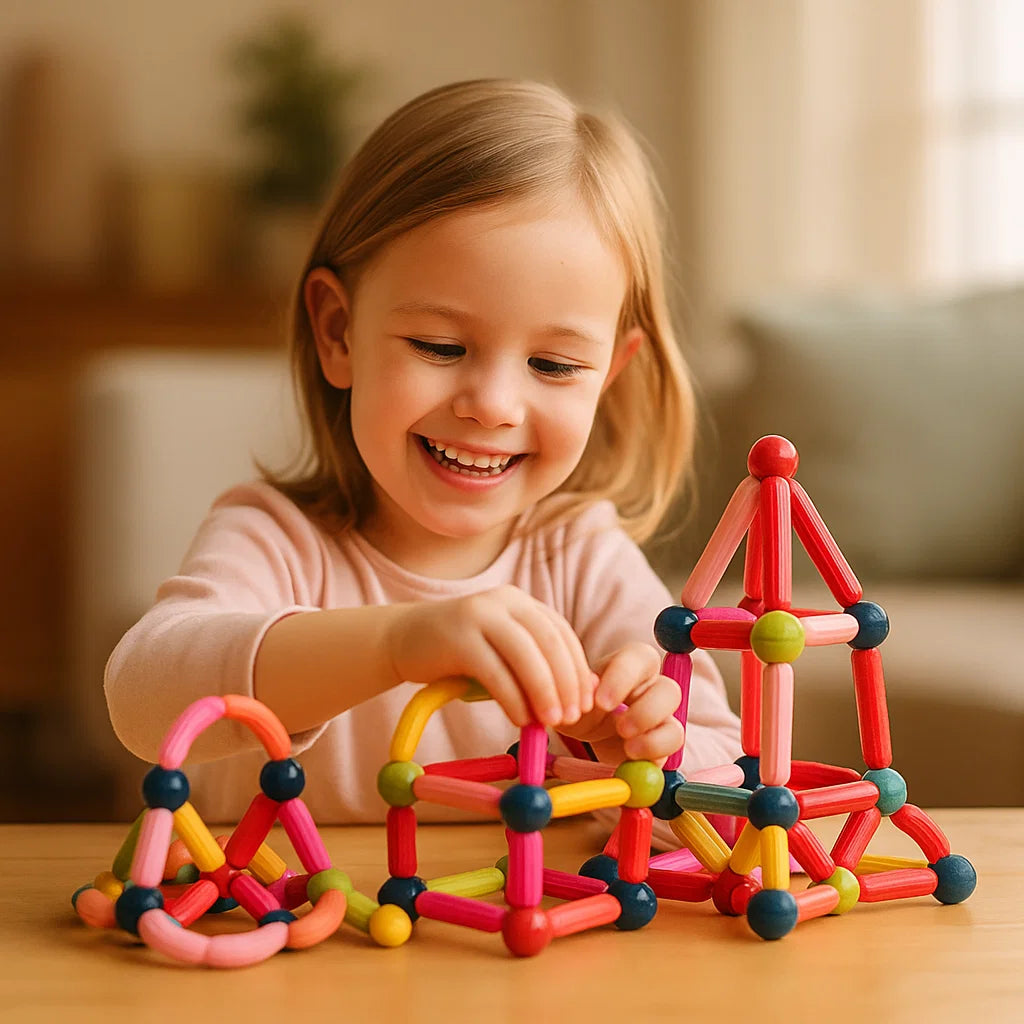Juego de construcción magnético para niños | Juguete colorido para la creatividad, aprendizaje STEM y habilidades motoras