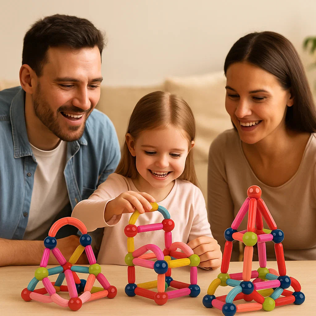 Juego de construcción magnético para niños | Juguete colorido para la creatividad, aprendizaje STEM y habilidades motoras