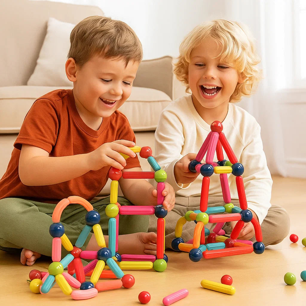 Juego de construcción magnético para niños | Juguete colorido para la creatividad, aprendizaje STEM y habilidades motoras