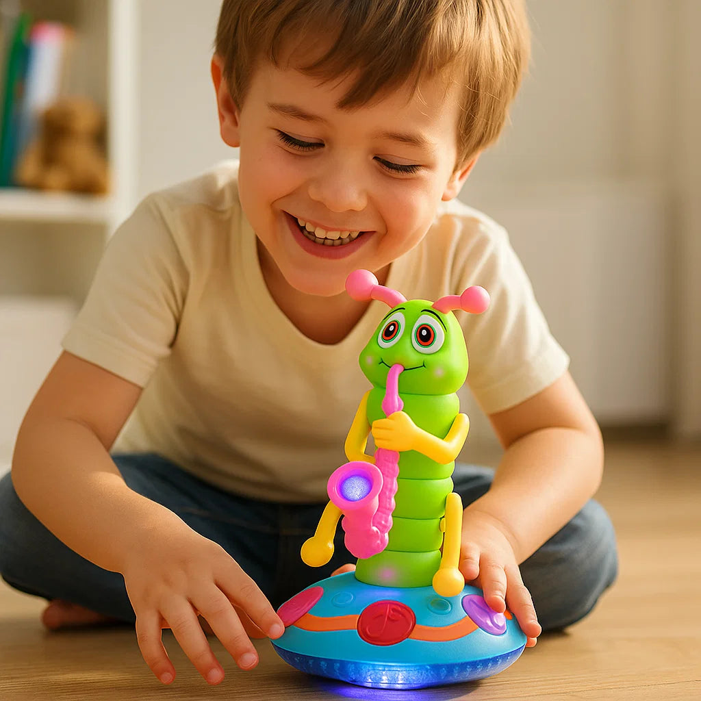 Juguete musical para gatear para bebés | Oruga giratoria con luces y sonido para el aprendizaje temprano y el juego en movimiento