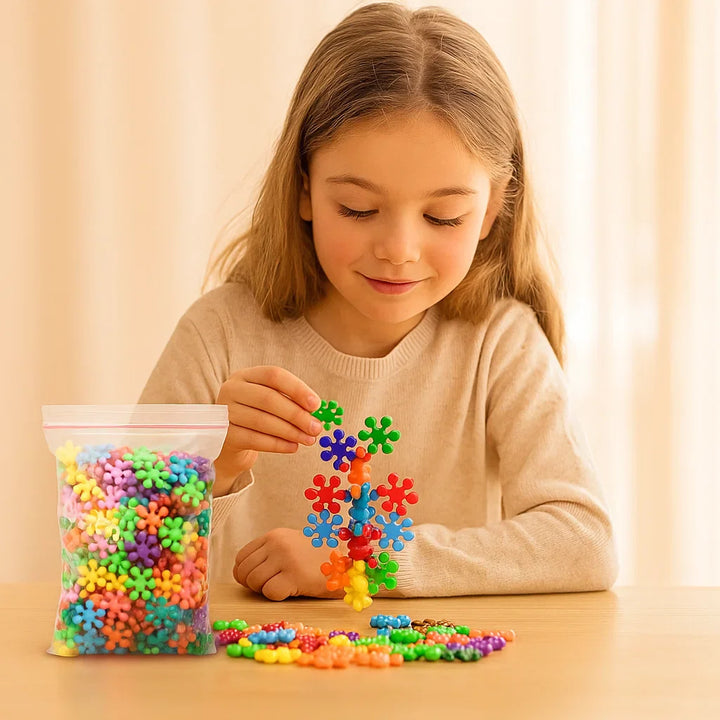 Bloques de construcción en forma de copo de nieve para niños | Rompecabezas creativos en 3D para diversión educativa y habilidades motoras