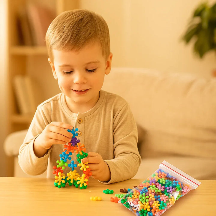 Bloques de construcción en forma de copo de nieve para niños | Rompecabezas creativos en 3D para diversión educativa y habilidades motoras