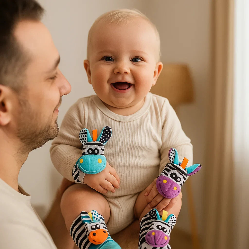 Conjunto de sonajeros y calcetines para bebés | Juguetes sensoriales coloridos para el aprendizaje temprano y el desarrollo de habilidades motoras
