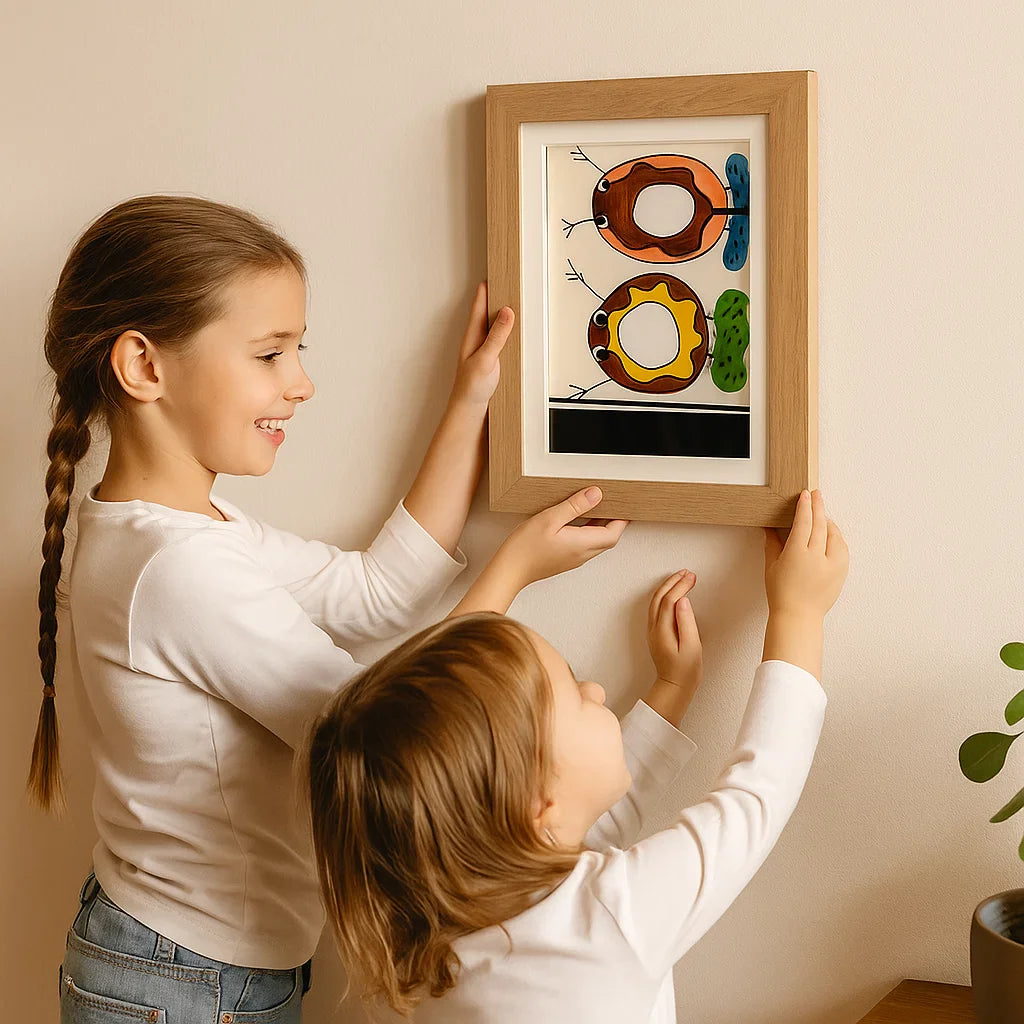 Marco de fotos para niños | Marco de fotos abatible con espacio para almacenar dibujos y proyectos creativos