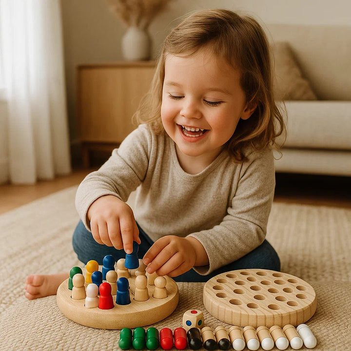 Juego de emparejamiento de colores para niños | Juego de mesa de madera que mejora la concentración, la lógica y la interacción padre-hijo