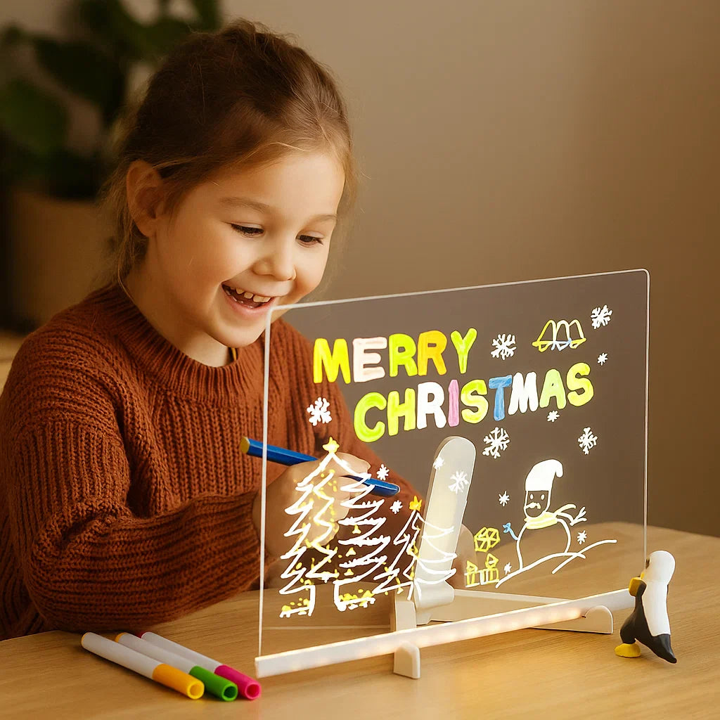 Tabla de dibujo iluminada para niños | Superficie iluminada reutilizable para notas creativas, arte y aprendizaje