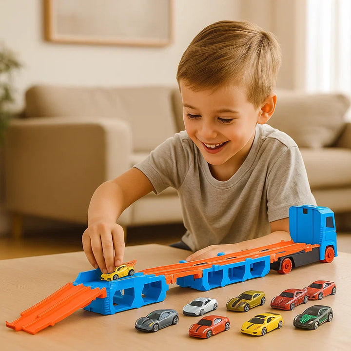 Camión de Juguete con Pista de Carrera de Catapulta Plegable