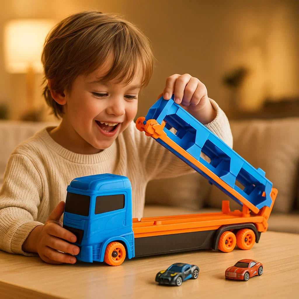 Camión de Juguete con Pista de Carrera de Catapulta Plegable