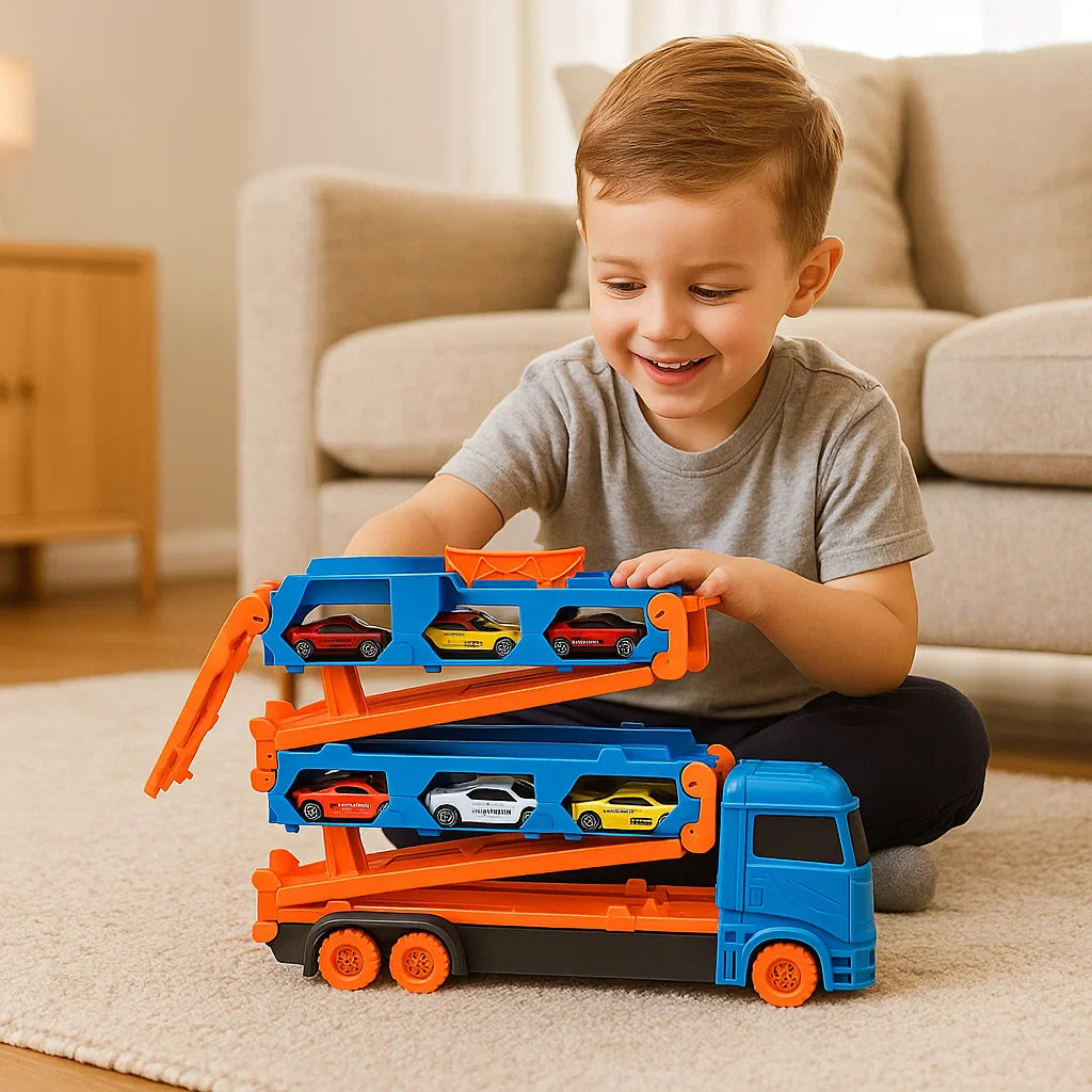 Camión de Juguete con Pista de Carrera de Catapulta Plegable